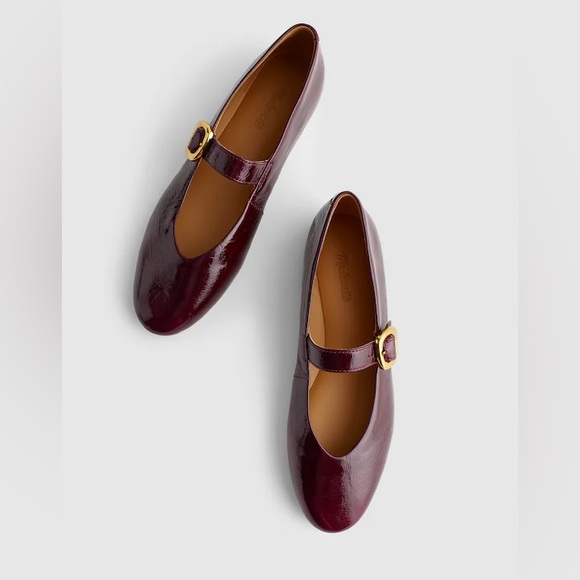 Madewell Shoes - Madewell Burgundy Flats with Gold Buckle